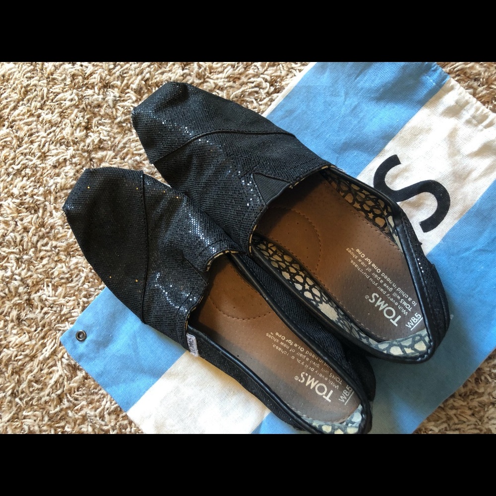 sparkly black toms size 8.5